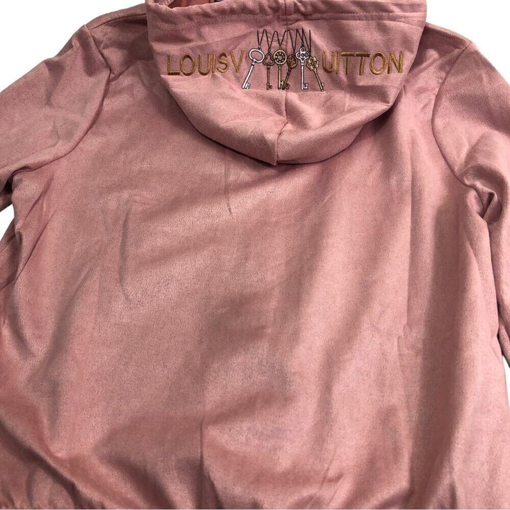 Designer Pink Embroidered Hooded Jacket - Picture 6 of 11